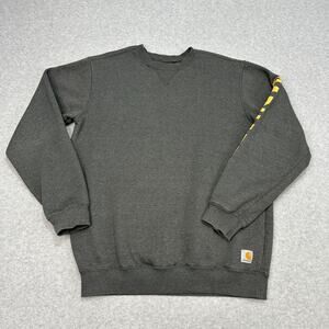 Carhartt Sweatshirt Mens M Gray Heather Loose Fit Midweight Crewneck Logo Sleeve